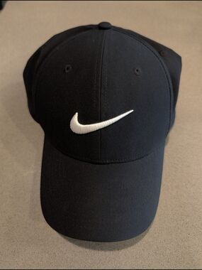 Nike DriFit Black Baseball Cap with White Swoosh